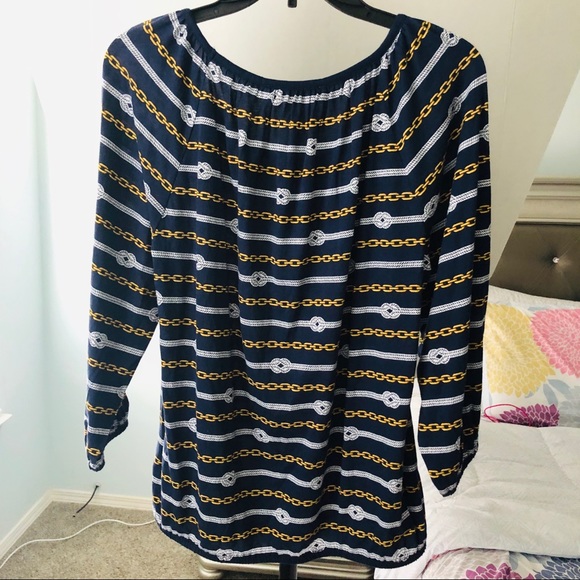 Michael Kors✨Navy Chain Link Print Top - Picture 7 of 9